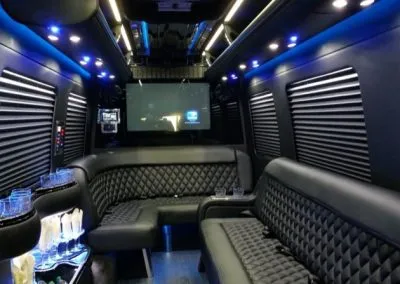 Mercedes-Benz Sprinter Limousine interior for limo rental Mercedes-Benz Sprinter Limousine interior for limo rental